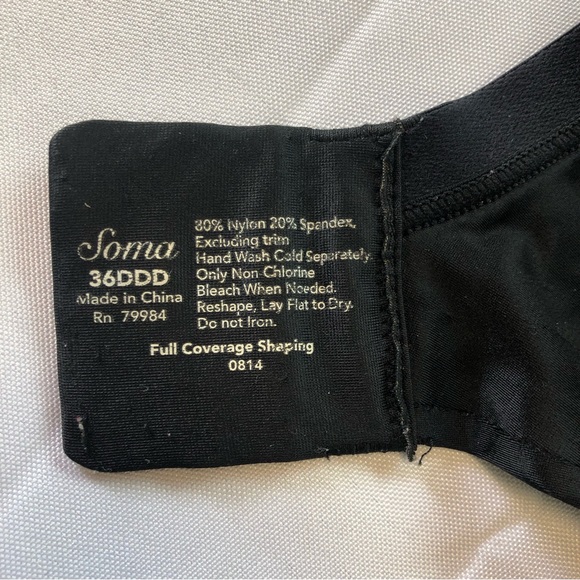 Soma Women’s Bra Underwire Basic Black Full Coverage Shaping Adjustable Straps - Picture 4 of 4